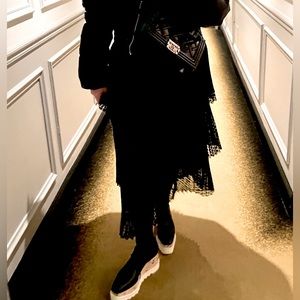 Akris Punto tier skirt in chiffon with dot print